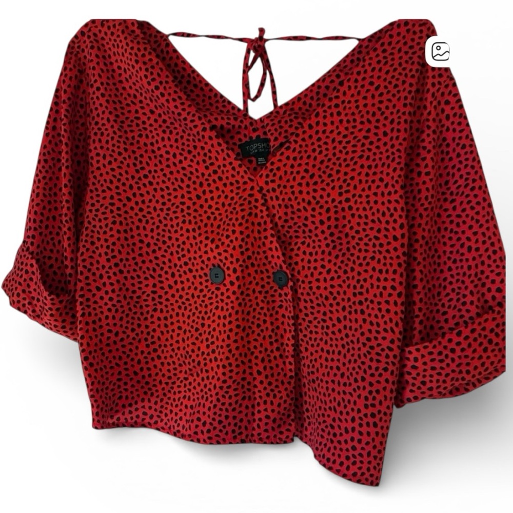 Topshop Blouse Red and Black Size 4